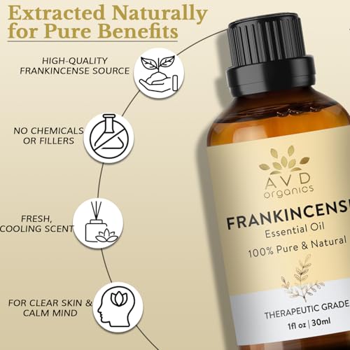 AVD ORGANICS weihrauchöl haut |100% rein und natürlich weihrauch öl in therapeutischer Qualität | für Massage, Diffusor, Raumduft,|1 Fl. Oz