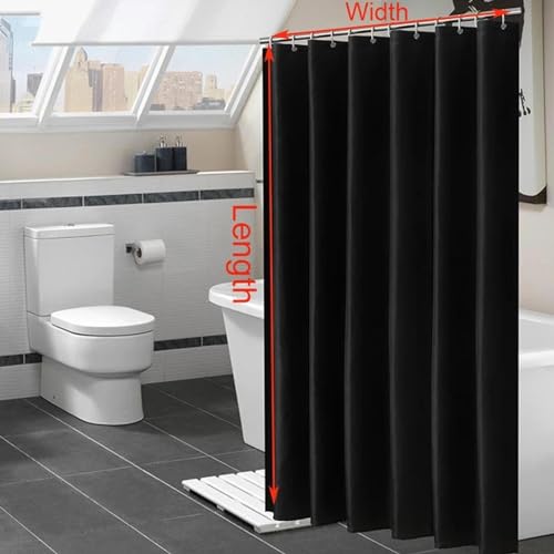 Rideau de douche noir 280x200 cm en polyester épais imperméable pour baignoire - 3
