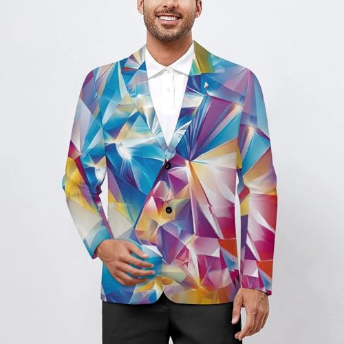 Colorful Diamond Men's Slim Suit Long-Sleeve Prom Tuxedo Classic Two Button Business Jacket2