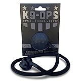 K9 Ops Dog Ball on a Rope Tug Toy - Rubber Fetch Training Reward - Large Dogs Durable Indestructible Chewers Pitbull Dobermann Rottweiler Shepherd (Coal Black - Black Rope)