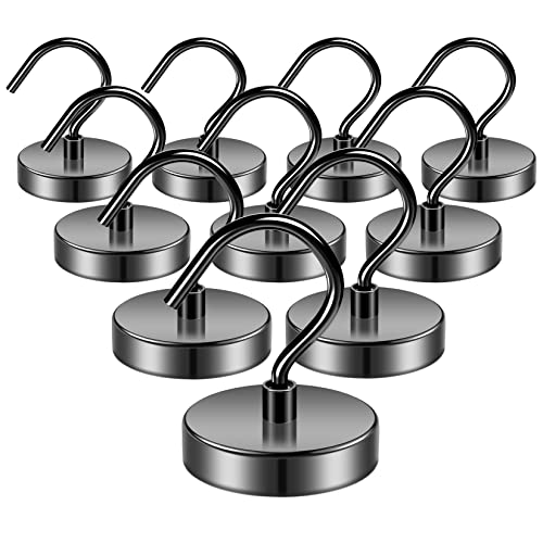 Grtard 10 Pack 110lbs Strong Magnetic Hooks, Heavy Duty Magnets with Hooks