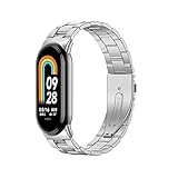 Armbänder Kompatibel mit Xiaomi Mi Band 8 Armband Edelstahl Ersatzarmband Metall Uhrenarmband Business Bands für Xiaomi Mi Band 8 Smart Watch (Silber)