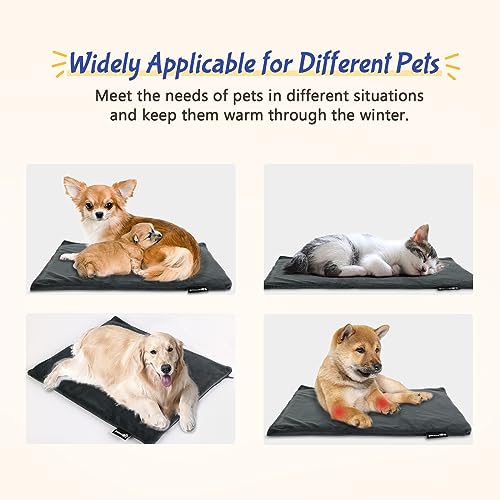 Pecute Haustier Heizkissen Hundebett Kleine Hunde Katze, Wärmematte Hundekissen Waschbar mit 5 Temperaturstufen, Sichere Wasserdichte Heizdecke Hundematte, für Neugeborene und Ältere Tiere S 40*32cm