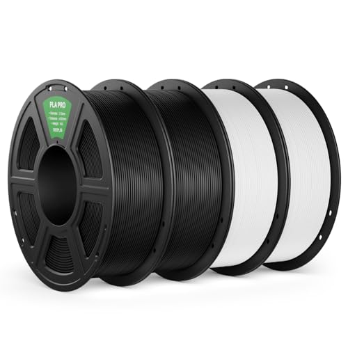 Image of PLA PRO Filament 1.75mm, Stronger Toughness 3D Printer Filament 4KG, PLA Filament Dimensional Accuracy + /- 0.02 mm, Neatly Wound, Fits Most FDM 3D Printer, Black and White