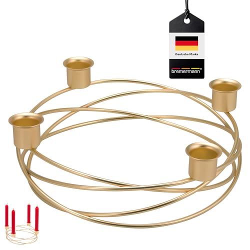 bremermann Kerzenhalter Kranzform, für Stabkerzen/Tafelkerzen, Kerzenständer (Gold)
