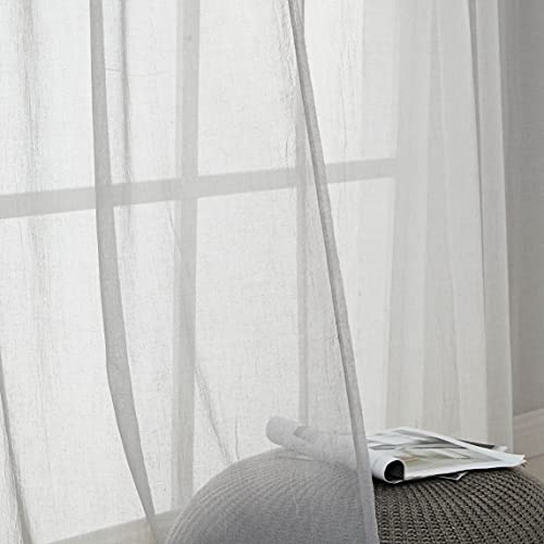SXZJTEX Silberfarbener Voile-Vorhang, knitterfrei, rustikal, zerdrückt, 213,4 cm lang, 107,7 cm breit x 213,4 cm lang, 2 Bahnen Cover