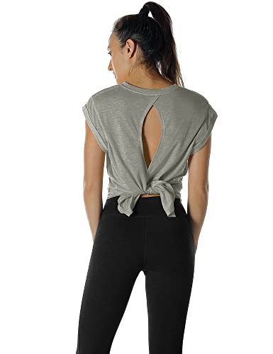 Image of icyzone Open Back Workout Tops for Women - Athletic Activewear T-Shirts Exercise Yoga Shirts(Pack of 2)
