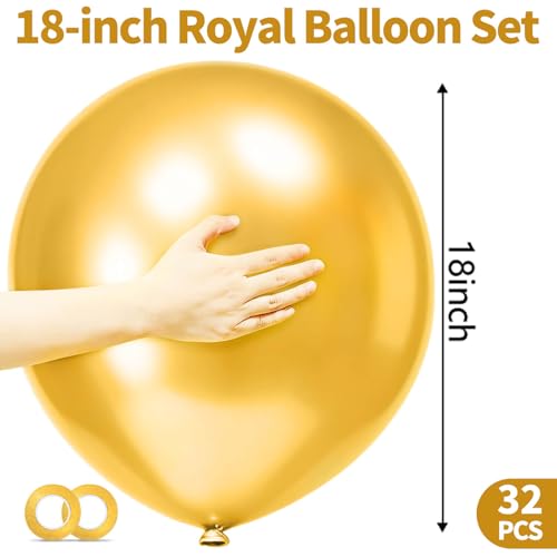 Image of 32Pcs Pearl Gold Big Balloons 18 Inch, Gold Round Large Latex Party Balloons for Birthday Wedding Decorations.