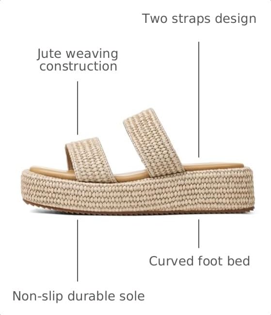 Image of EQAUDES Platform Sandals Women Slip on Espadrille Wedges Slides Bohemia Sandals Flatform Open Toe Beach Sandals