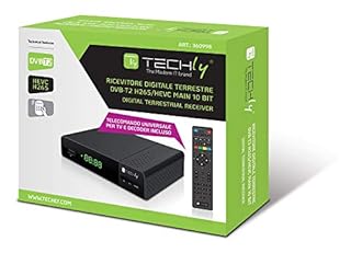 Techly 360998 Decoder Ricevitore Digitale Terrestre DVB-T/T2 H.265 HEVC 10bit con Display e Telecomando Universale 2 in 1 Nero