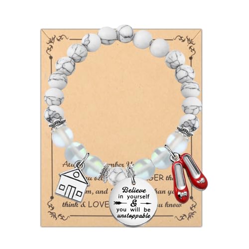 Image of FUSTMW Red Shoe Bracelet Do-roth Gifts Red Slippers Jewelry Movie Fans Inspired Gifts Wand Charm