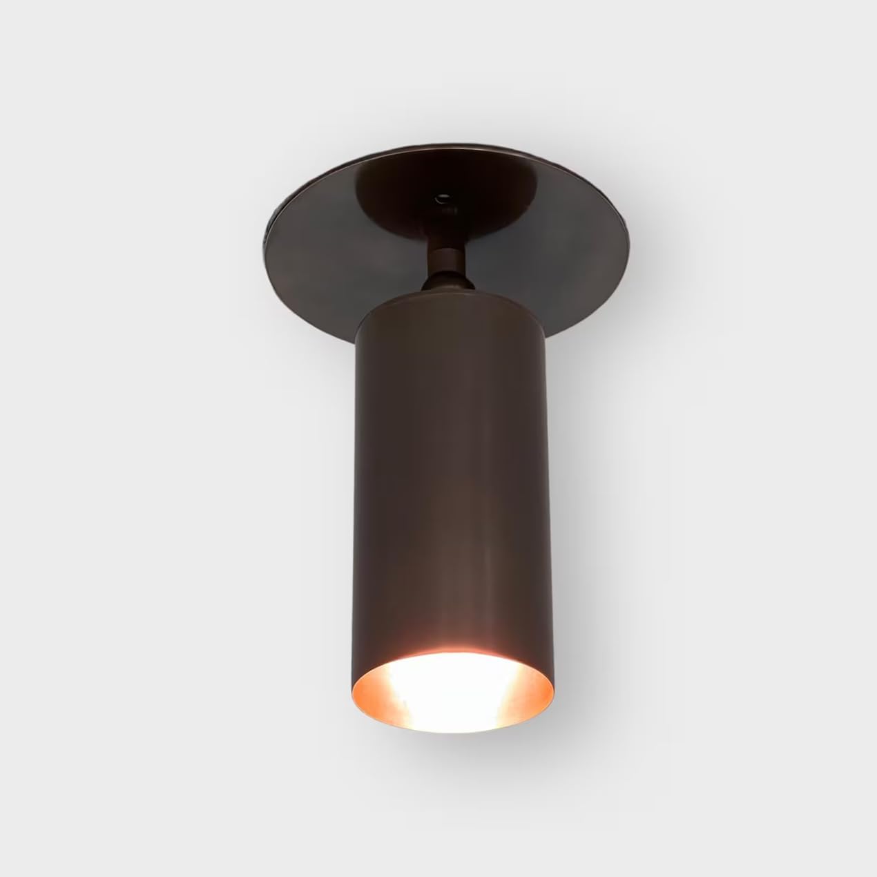 Modern Adjustable Brass Ceiling Spotlight – 180° Movable Solid Brass Cylinder Light Fixture for Accent & Task Lighting – Antique Brass Rotatable Ceiling Spot Light for Home (Brushed Chrome)