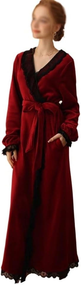 JSEIAJB Long Sleeved Long Flannel Pajamas Autumn and Winter Pajamas Coral Velvet Retro(Medium)