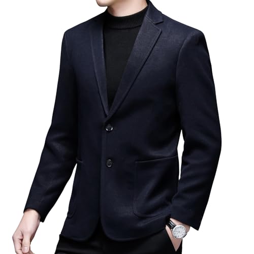 Mens Casual Suit Jacket Two Buttons Thick Autumn Winter Business Blazer Sport Coats3