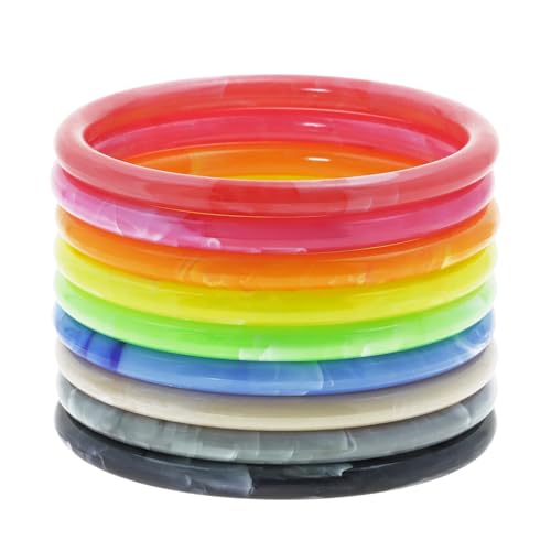 PENTA ANGEL Neon Acrylic Bracelets for Women 8Pcs Adults Size 80s 90s Retro Marbling Rock Pop Disco Punk Bangle Ring for Halloween Party Costume