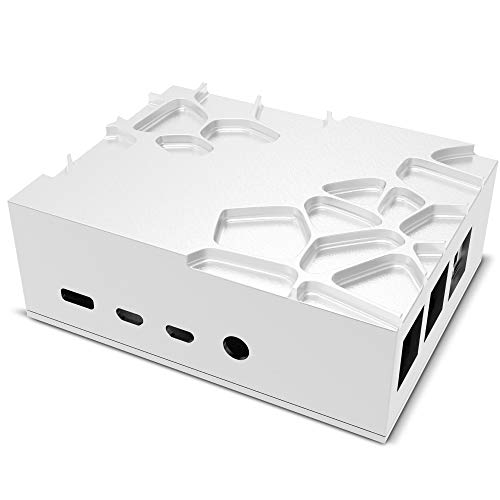 Akasa Gem Pro, 100% Rein Aluminium Raspberry Pi 4 Lüfterloses Gehäuse, leise Passive Cooling Case, mit Wärmeleitpaste und Pads, Kompatibel mit Raspberry Pi 4 Modell B, Silber, A-RA09-M2S