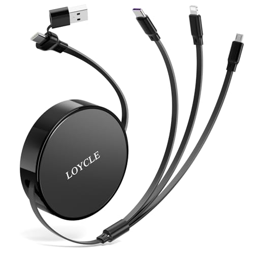 6 en 1 Câble de rechargeur multiple rétractable USB C Câble 1.1m Chargement rapide – Jusqu'à 66W PD Fonctionne avec 100W PD Chargeur universel multi-appareils adaptateur pour voiture et voyage