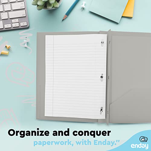 Plastic Folders With Pockets And Prongs Grey - Two Pocket Folder With Brads - 3 Prong Folders With Pockets For Letter Size Sheets, Also Available In Purple, Green, Red, Pink, And Grey, 1 Pc – By Enday #TOP5