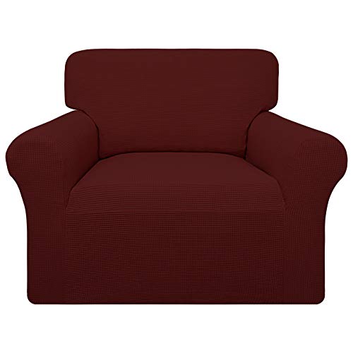 Image of Easy-Going 100% Waterproof Chair Couch Cover, Stretch Jacquard Sofa Cover | Dual Waterproof Sofa Slipcover, Leakproof Furniture Protector for Kids, Pets, Dog and Cat (Loveseat, Wine)
