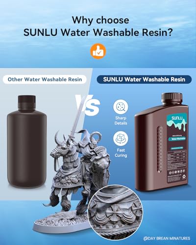 Image of SUNLU 3kg Water Washable 3D Printer Resin, Fast Curing Low Shrinkage, High Precision Photopolymer Resin for LCD /DLP /SLA Printers,395 to 405nm UV Resin, 3000g Dark Grey