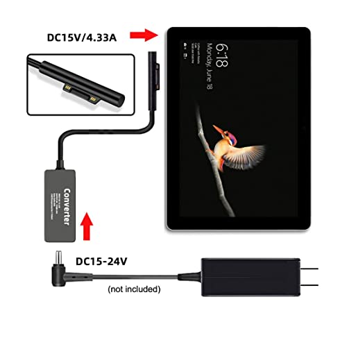 Adaptador DC 5.5x2.1mm a Surface Pro cable convertidor de carga de 65W y 15V 2