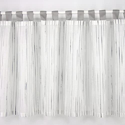 GARIMO Schlaufen-Scheibengardine mit Silber-grauen Streifen 50cm hoch 124cm breit Cover