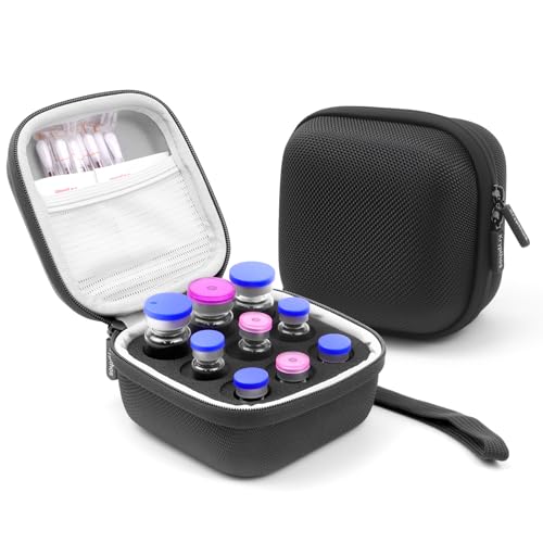 Krypthos Insulin Vial Protector Case, Insulin Vial Organizer Bag for Diabetics Standard 10ml U-100 Vials, Insulin Carrying Case Fridge Holder Storage Holder, No Ice Pack (Black-9 Slots)