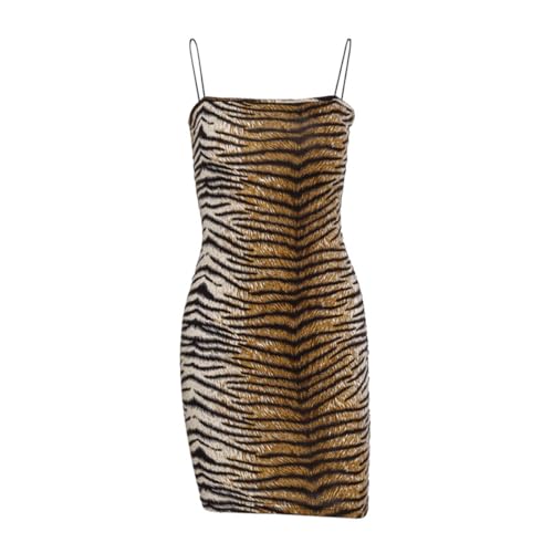 Alnicov 1 Neckholder-Kleid mit Tiger-Print, kurzer, versteckter Reißverschluss, geeignet für Jahrestage, Flitterwochen. Sexy und alltägliches...