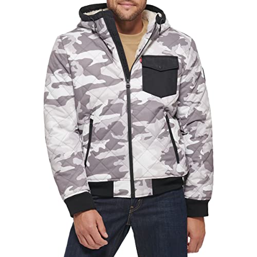 Image of LEVI'S Men's Levi's Men's Diamond Quilted Sherpa Lined Bomber Jacket