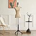 Female Mannequin Torso with Stand, Height Adjustable from 52'' to 67'' Dress Form with Tripod Base, for Dress Jewelry, Display, Beige Printing