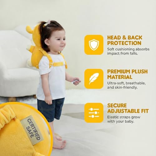 Image of Baby Head Protection Backpack - Soft Lightweight Fall Cushion for Toddlers During Crawling & Walking, Helps Ease Impact from Backward Tumbles(Lamb)