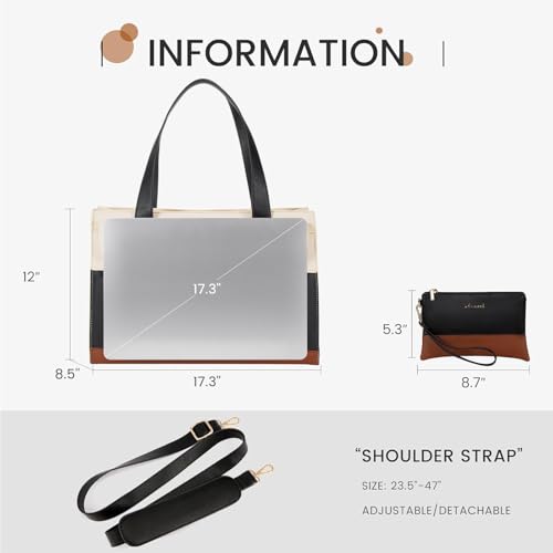 Image of LOVEVOOK Laptop Bag for Women 17.3 Inch Laptop Tote Work Bags Professional Leather Computer Briefcase Waterproof Handbag Shoulder Large Capacity Business Teacher Office Crossbody Purse