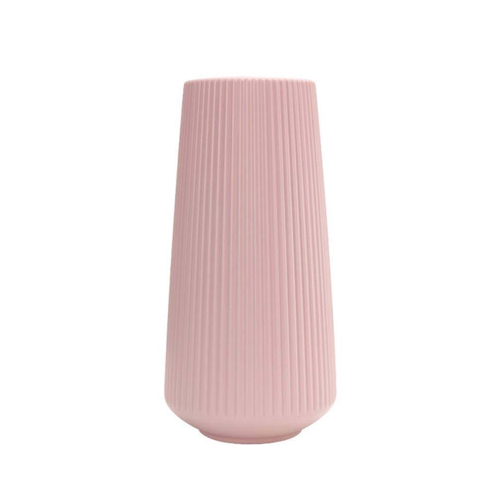 Roadoor YSoutstripdu Plastic Nordic Flower Vase,Dried Bouquets Arrangement Pot Holder Home Office Decorations Pink