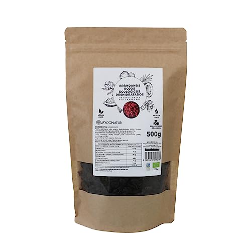 Arándanos rojos deshidratados Myconatur 500gr | Arándanos rojos | Sin gluten | Vegano | 100% natural | BIO