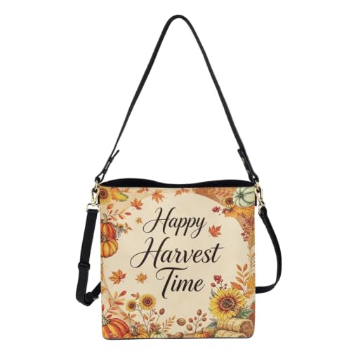 Image of HUGS IDEA Boho Bags for Women Leather Handbag Shoulder Bucket Crossbody Purse