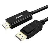 DisplayPort to HDMI 6 Feet Cable, Benfei DisplayPort to HDMI Male to Male Adapter Gold-Plated Cord Compatible with Lenovo, HP, ASUS, Dell and Other Brand