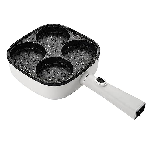 Sartenes Alza Sartén pequeña para dormitorio de estudiantes, máquina de desayuno multifuncional para trabajadores de oficina, sartén para huevos de cuatro agujeros Sartenes Profesionales (White, A)