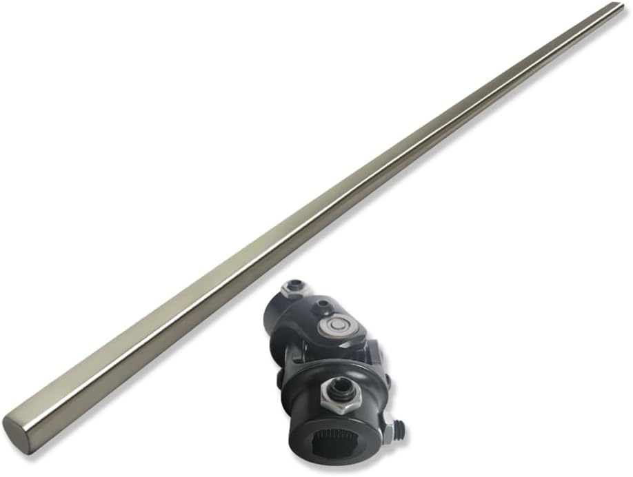 Chrome 36" Steering Shaft & 9/16"-26 Spline Universal Steering U Joint 83mm Length Black Steel
