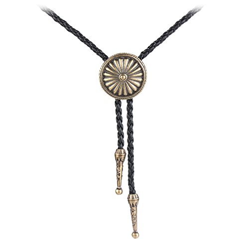 joymiao Collar de Corbata de los Hombres - Bolo Western Denim Collar de Cuero Colgante