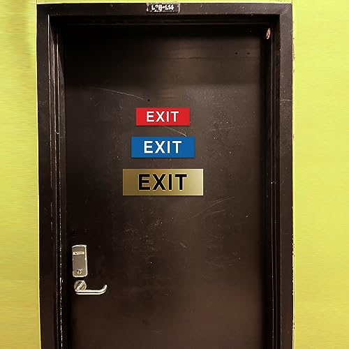 Image of All Quality Basic Exit Wall or Door Sign - Simple & Clear To Ensure Safety | Easy to Install - White - Small (2 Pack)