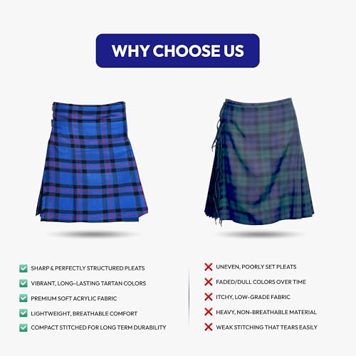 Image of 8 Yard Mens Kilt - Authentic Tartan Kilt for Men Highland Outfit for Weddings & Traditional Scottish Wear