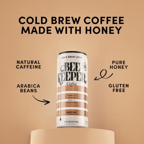 Image of Beekeeper Cold Brew Coffee Drinks with Oregon Honey | 12 Pack Variety Refreshing Iced Coffee - Unsweetened & Strong Arabica Brew, 8 fl oz Ready-to-Drink Can - 180mg Natural Caffeine
