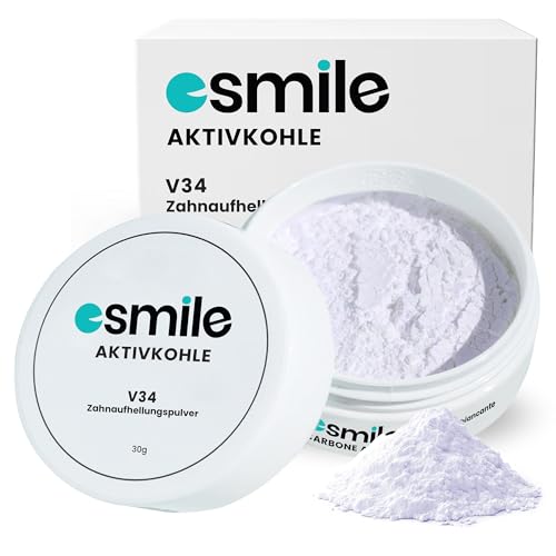 ESMILE Charbon Blanchissant Dents Immédiat – Poudre Charbon Dent Blanche Naturelle à la Menthe – Blanchiment Dentaire Poudre à base de Noix de Coco (Charbon V34 Violet 100 gr)