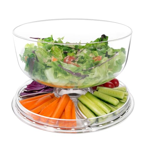 MASTERTOP Cake Stands with Dome Lid, 6 in 1 Multi-functional Cake Serving Platter Snack Fruit Server, Salad Punch Bowl for Kitchen, Party, BBQ, Picnic - Clear - Image 6