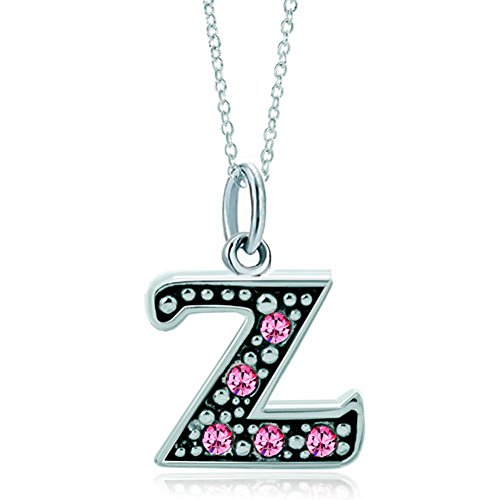 LovelyJewelry Pink Letter Z Alphabet Initial Charms Bead Necklace Pendant