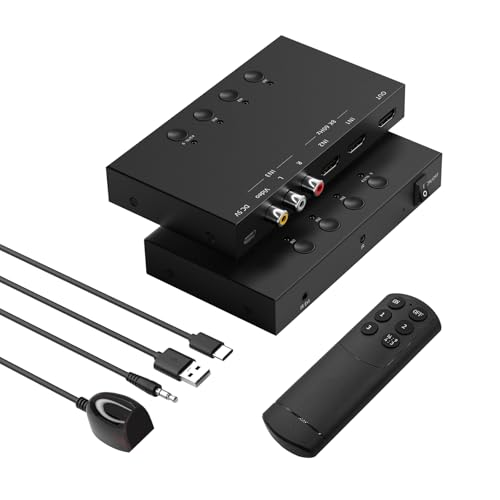 Image of 3-Port 8K@60Hz HDMI Switch with AV Input, 2X HDMI & 1x RCA to HDMI Converter Supports HDR10, HDCP 2.2, 3D with IR Remote Control, Compatible with Xbox /PS2 /Nintendo Switch,Xbox,PS5 /PS4,Roku,Apple TV