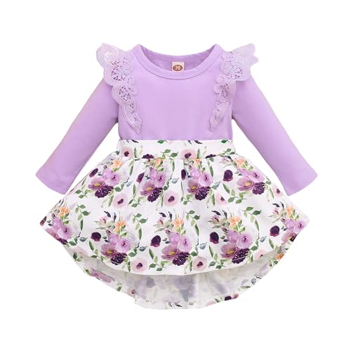 Image of OLLUISNEO 12-18 Months Girl Clothes Toddler Girl Dress Ruffle Flower Skirt Fall Winter Baby Outfits Long Sleeve Dresses for Girls