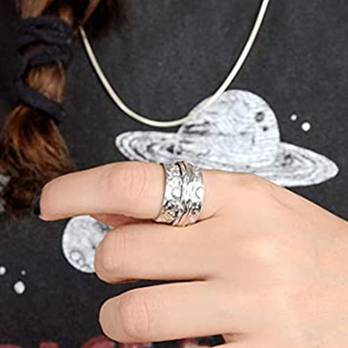 Jude Jewelers Stainless Steel Hammered Sun Moon Star Rotating Spinner Statement Band Ring2