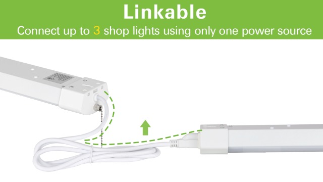 Image of hykolity 4FT 120W LED Shop Light Linkable, 13000lm(400w Equivalent), 5000K Utility Shop Lights for Garages, Workshops, Basements, Hanging or FlushMount, with Power Cord and Pull Chain, ETL, 2 Pack