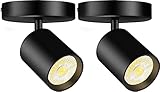 VANoopee Flush Mount LED Ceiling Spotlight Dimmable Adjustable Spotlight Directional Spot Lights Indoor Bright Can Accent Fixture for Living Room - CRI90 Flicker Free 10W 800lm 3000K Black 2 Pack